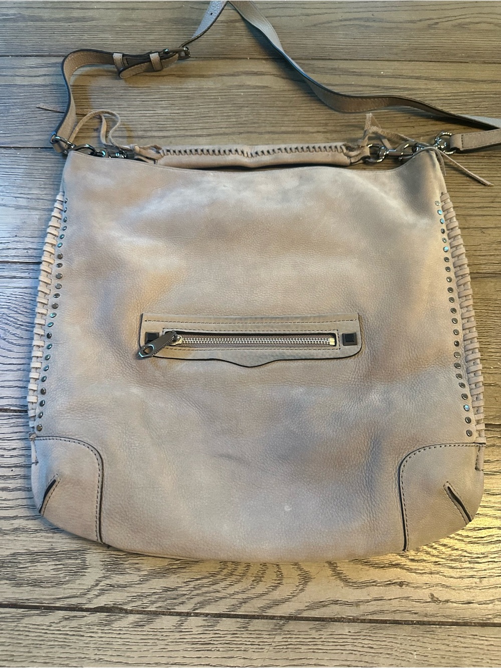 Rebecca Minkoff Taupe Leather Whipstitch Shoulder Bag